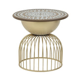 Masuta de cafea aurie din metal si lemn Ø56X53 Inart